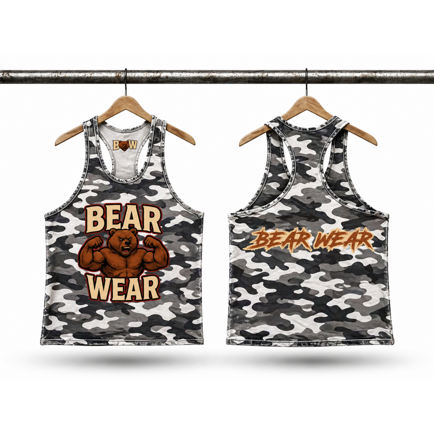 Bear Wear Stringer Vest - Grey & White Camo